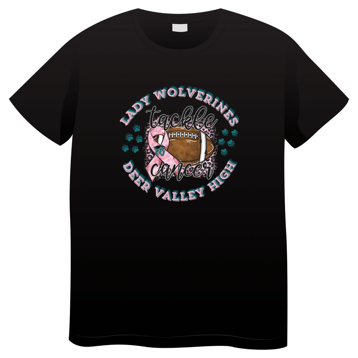 Youth Unisex T-Shirt - DV Lady Wolverine Flag Football (Tackle Cancer)