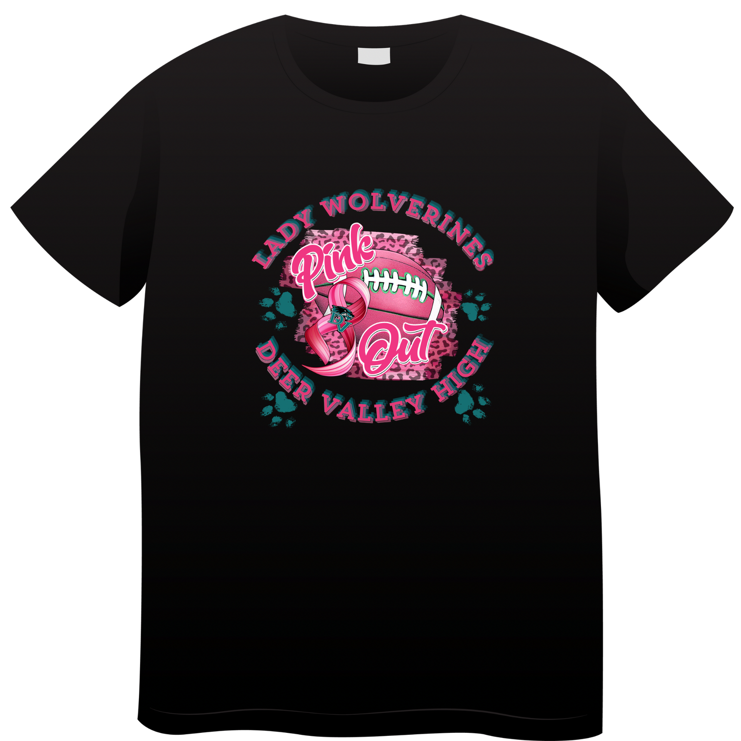 Unisex T-Shirt - DV Lady Wolverine Flag Football (Pink Out)